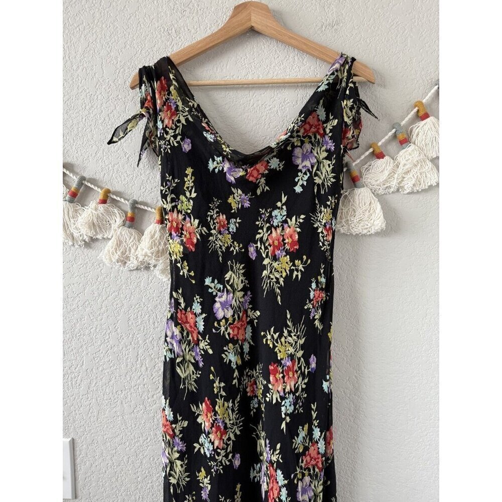 Vintage Jones New York Floral Aline Semi Sheer Slip Midi Dress Y2k Fairy Romanti - Picture 3 of 9